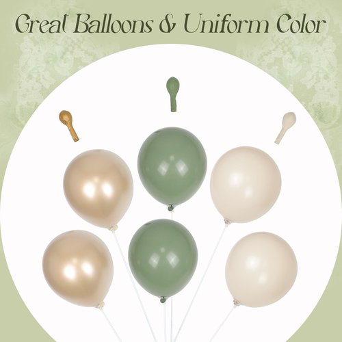 130Pcs Sage Green Balloon Garland Arch Kit with Sage Green Sand White Gold Balloons for Baby Shower Bridal Shower Birthday Engagement Birthday Party Decorations