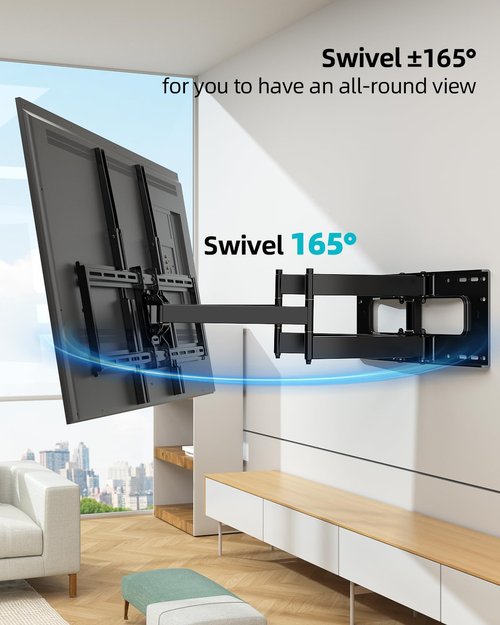 HCMOUNTING Full Motion TV Wall Mount for 60-100 Inch TVs, 30.3 Inch Long Arm, VESA 800x600 Compatible, Swivel and Tilt, Fits 16-24 Inch Studs, 165 lbs Heavy-Duty Bracket