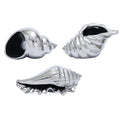 Deco 79 Ceramic Shell Decorative Sculpture Shell Home Decor Statues, Set of 3 Accent Figurines 7", 7", 5"W, Silver