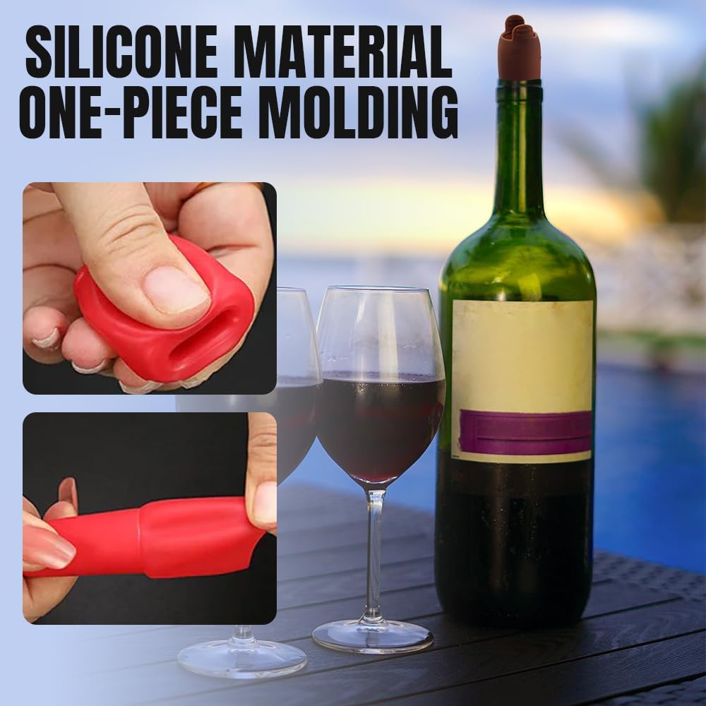 Silicone Wine Stopper for Wine Bottle, 2026 New Reusable Seal Cover for Wine, Champagne Beer, Keep Drinks Fresh (8)
