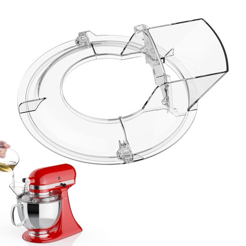 GVODE Pouring Shield for KitchenAid Mixer, Compatible with KitchenAid 4.5-5 QT Tilt-Head Stand Mixers, Detachable Body with Flip-top Feed-inlet Lid, Fits Stainless-Steel, Glass, and Ceramic Bowls.
