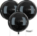 PartyWoo Black Foil Balloons - 50 Inch Jumbo Round Mylar Balloons for Halloween & Birthday Decor