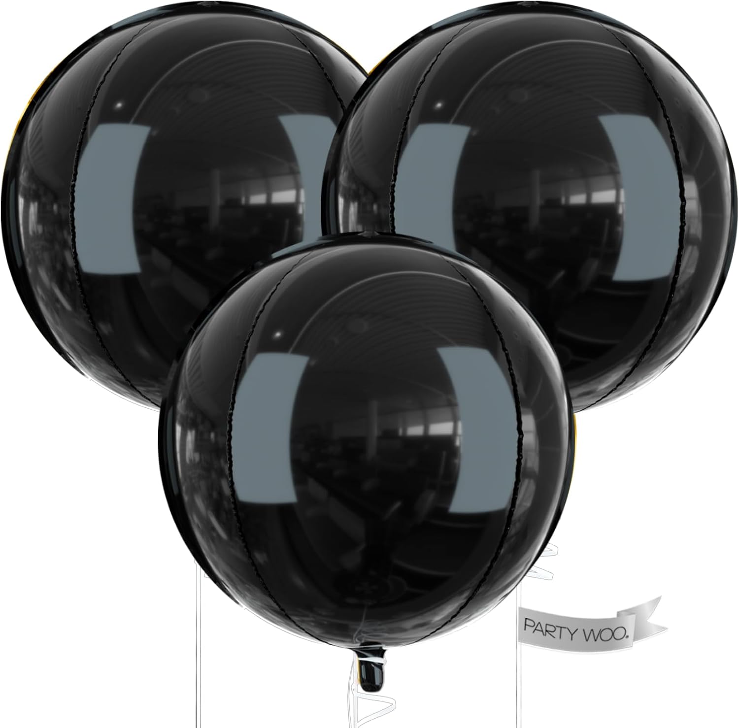 PartyWoo Black Foil Balloons - 50 Inch Jumbo Round Mylar Balloons for Halloween & Birthday Decor