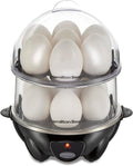 Hamilton Beach 3-in-1 Electric Egg Cooker - Hard Boiled, Poached & Omelet Maker, Black | Holds 14 Eggs