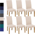 Regine Switzerland Dining Chair Covers - Set of 6 Stretch Washable Slipcovers | Beige for Home & Restaurant