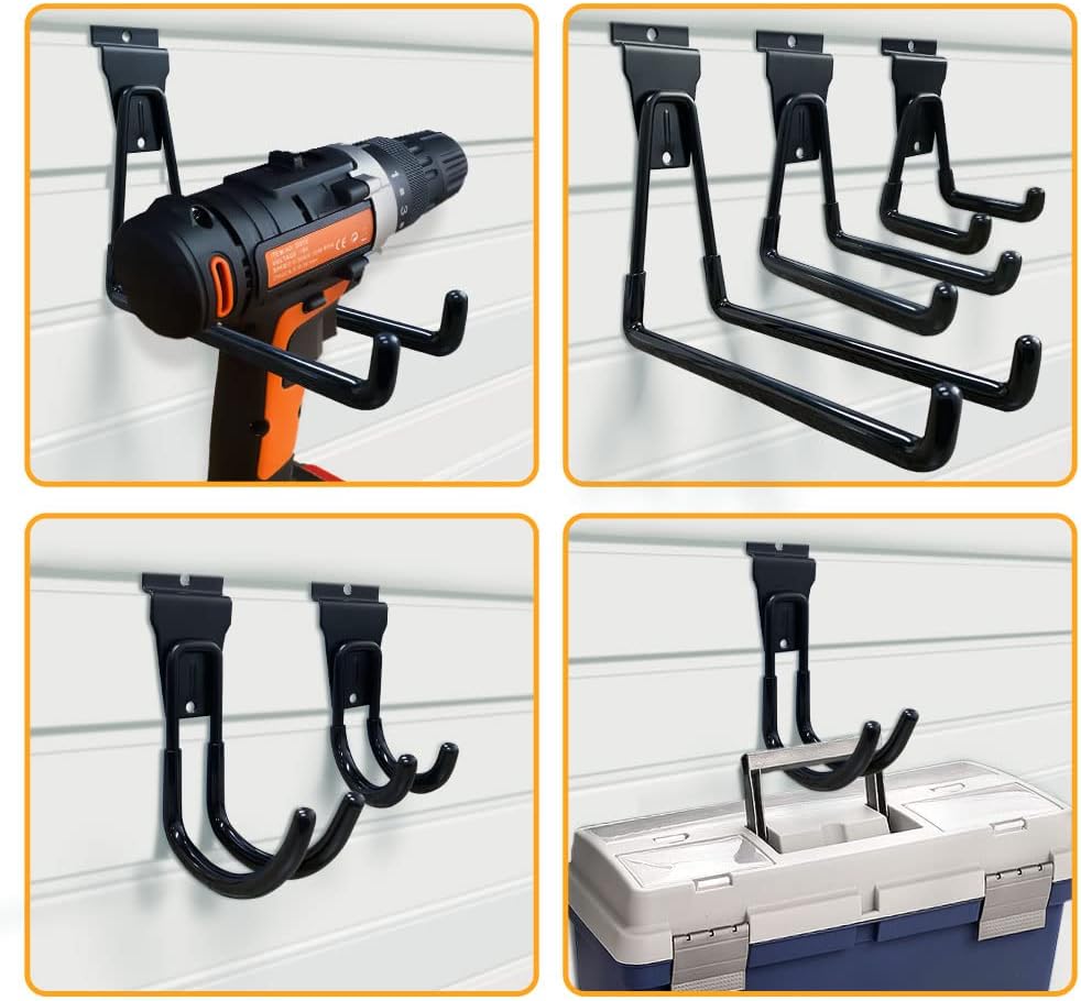 Slatwall Hooks by [Brand Name] - Versatile Wall Mount Tool Holders for Garage & Garden (14 Pack, Black)