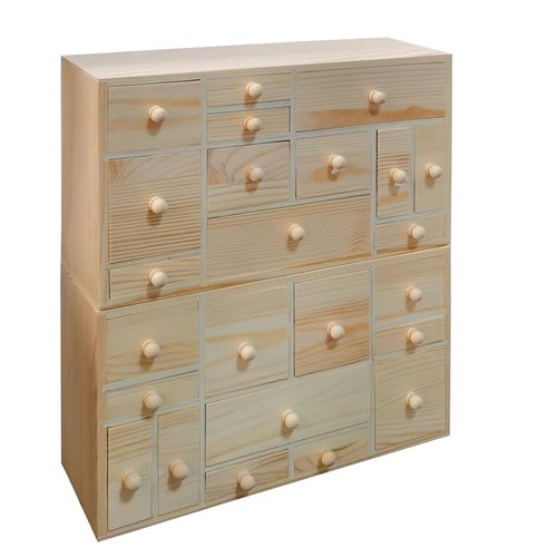 Gkesgm Wooden Countdown to Christmas Advent Calendar, Storage Organizer with 24 Drawers, Jewelry Box, Desktop Organizer, DIY Unfinished Wood Set of 2 Refillable Wooden Advent