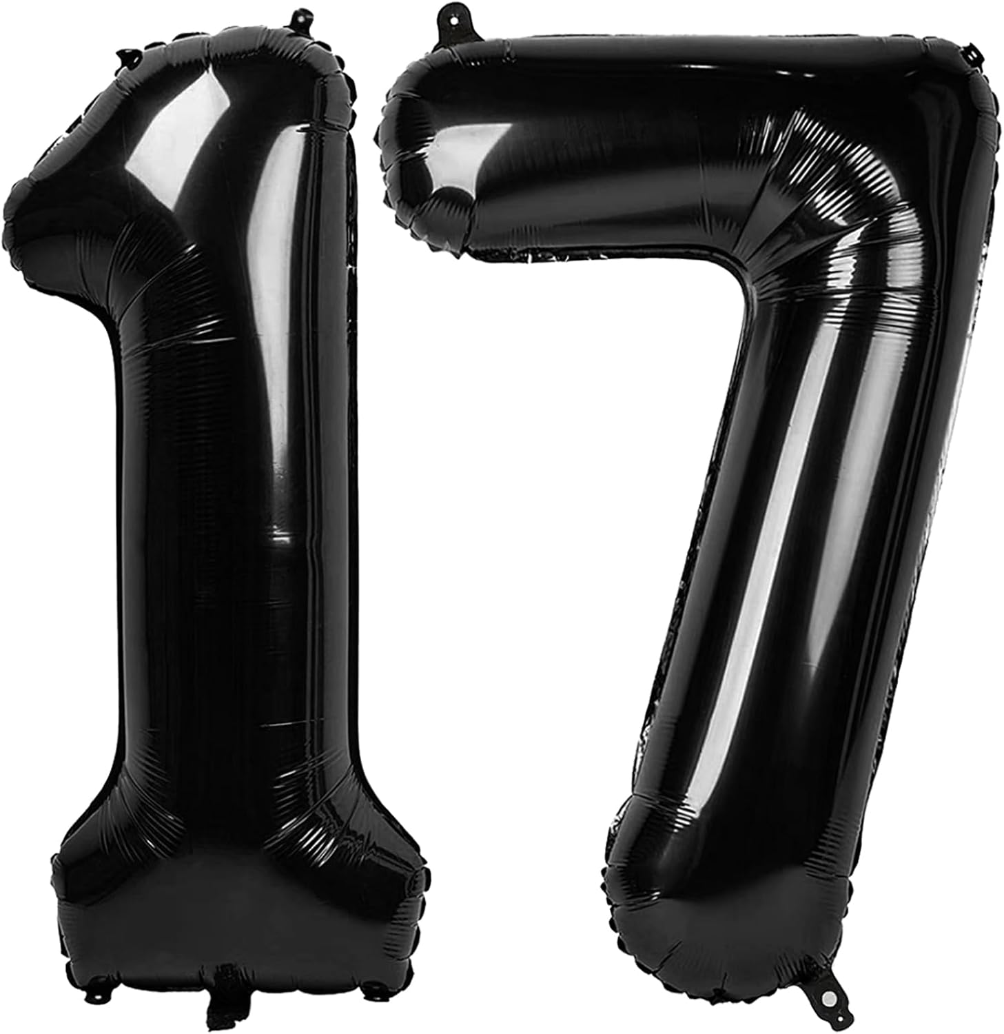 Numbers 17 Balloons - 40 Inch Black Foil Number Balloon for 17th Birthday & Anniversary Celebrations