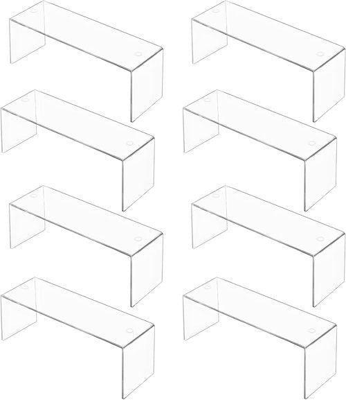 Aminigram 8 Packs Cabinet Organizer Shelf, Acrylic kitchen Cabinet Shelves, Shelf Riser for Dishes, Spices, Soda Cans and Bottles（12.4 x 4 x 4.6 inch）