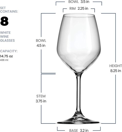 Bormioli Rocco Glass, Drinking Cup, Wine Glasses, 14 Ounces. Laser-Cut Rim For Wine Tasting, Elegant Party Drinking Glassware, Restaurant Quality