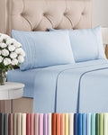 Skiennix Queen Size 4-Piece Sheet Set - Comfy, Breathable & Cooling - Ultra-Soft, Deep Pockets - Sky Blue