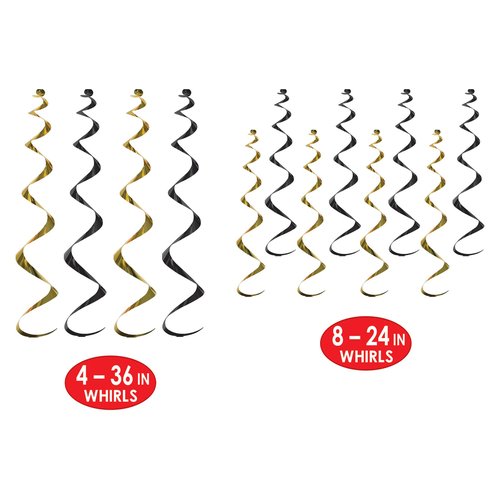 Beistle Twirly Whirlys Black and Gold Pack of 2