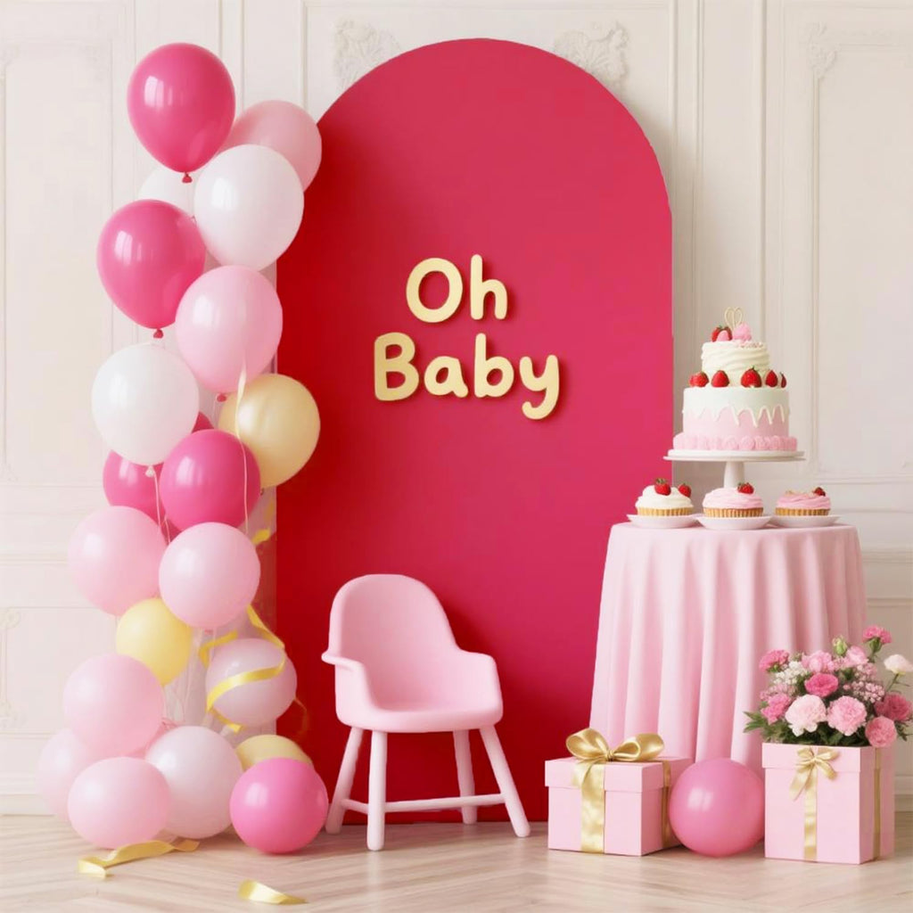Skiennix 7.2 FT Hot Pink Spandex Arch Backdrop Cover - Perfect for Weddings & Events