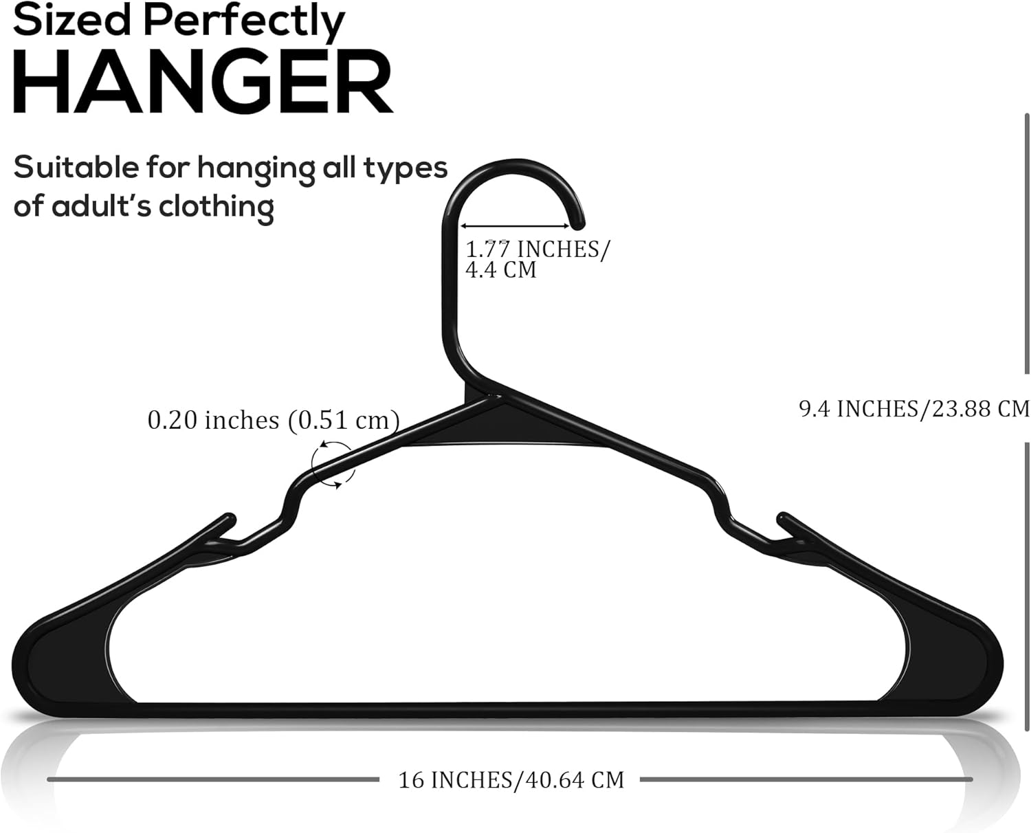 Utopia Home Clothes Hangers - Durable Space-Saving Plastic Coat Hangers with Shoulder Grooves | 60 Pack (Black)
