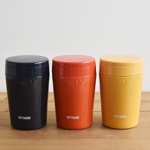 Tiger Thermos Vacuum Insulated Soup Jar, 12.8 fl oz (380 ml), Thermal, Bento Box, Wide Mouth, Round Bottom, Saffron Yellow MCL-B038-YS Tiger