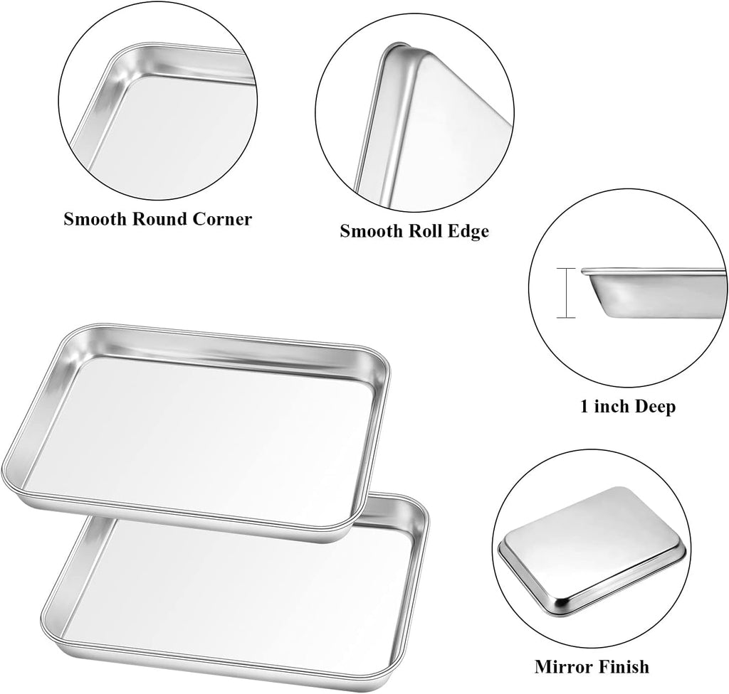 Yododo Baking Sheet Set - Stainless Steel Cookie Sheets with Cooling Racks | 9-Inch, Non-Toxic, Heavy Duty