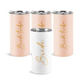 Ugiftcorner Bride Tribe Gifts Set of 4 Cups Bachelorette Party Favors Wedding Gifts for Bridesmaid Bride Stainless Steel Skinny Tumbler with Lid and Straw 15 OZ Pink