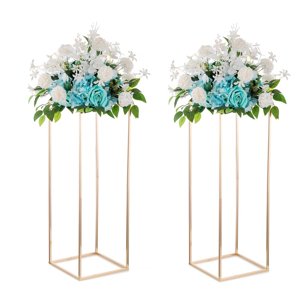 Inweder Gold Plant Stand Indoor: 31.5” Tall Pedestal Stand for Wedding Centerpieces Party Event Center Pieces Decoration for Table Home Decor 2 PCS