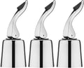 Wine Stoppers for Wine Bottles with Stainless Steel Vacuum Wine Bottle Stopper with Silicone Reusable Wine Corks, Leak proof Keep Fresh Suitable for Red&White Bottle (Silver, 3 Pack)