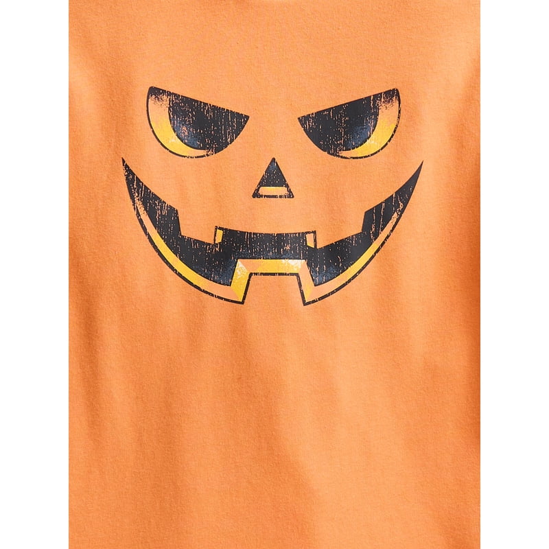 Halloween Boys Graphic Tee with Short Sleeves - Orange Yam, Size 6-7, From Way to Celebrate