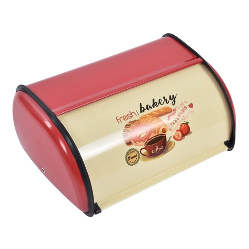 Metal Bread Box for Kitchen Countertop,Space Save Bread Boxes Large Capacity Bread Bin Holder Container with Roll Top Lid kitchen Storage Containers(9.1x13.0x5.7in) (red)