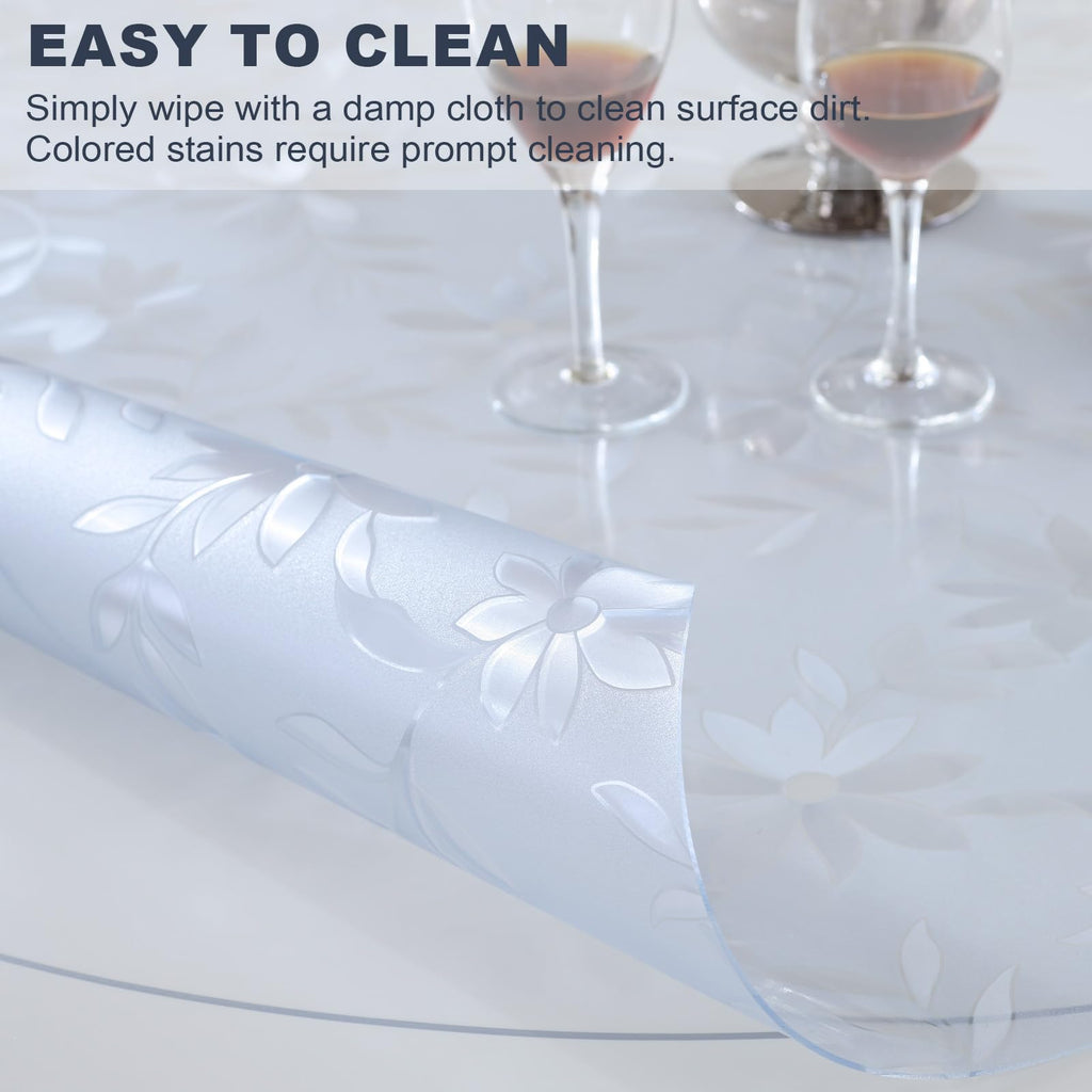LovePads 1.5mm Thick 40 Inch Flower Round Table Cover Protector, Round Table Protector for Dining Room Table, Non-Slip Plastic Tablecloth Cover, Vinyl Circle Table Pad