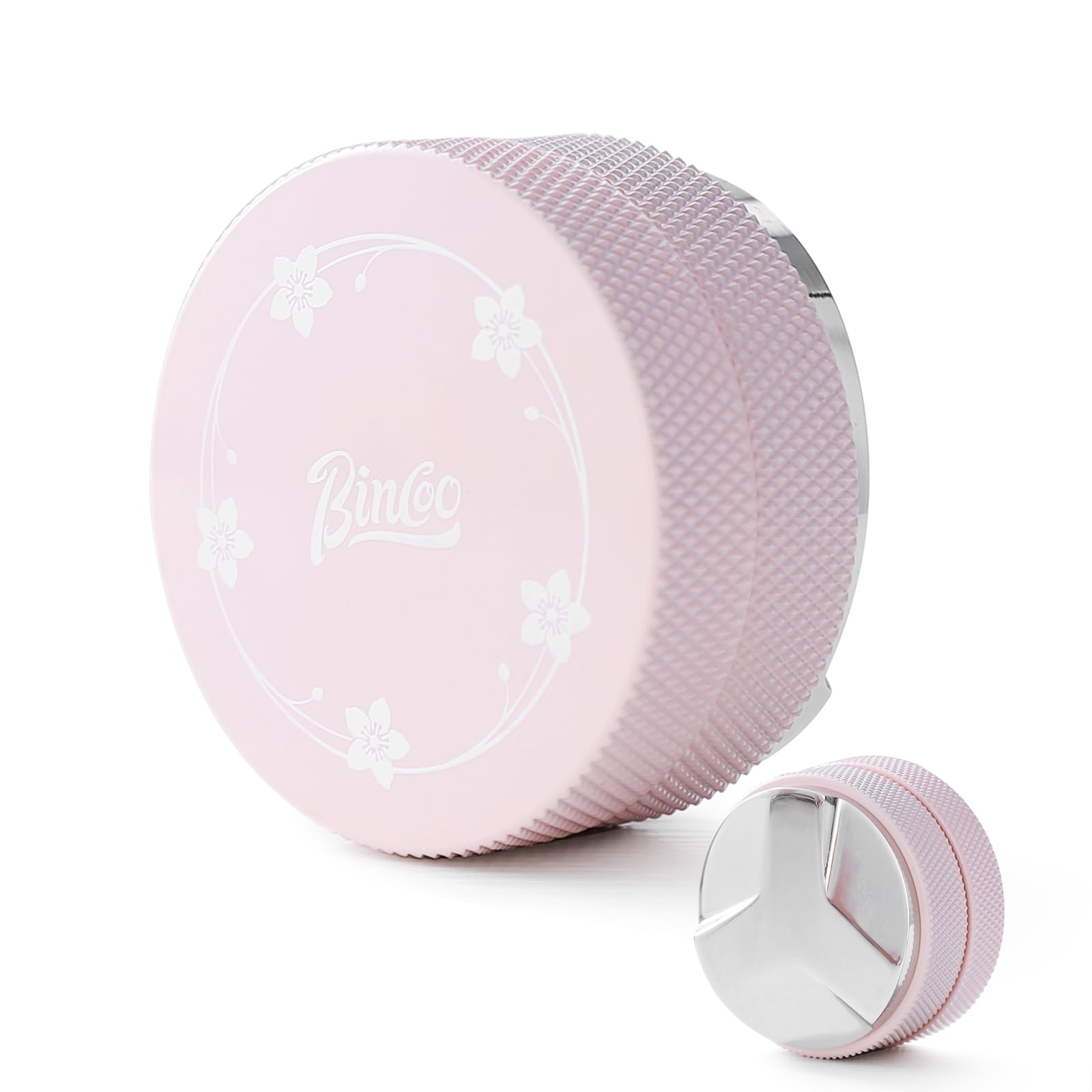 Pink 58mm Coffee Distributor & Tamper, Espresso Hand Tamper Tool Fits 58mm Portafilters, Adjustable Depth Coffee Tamper and Leveler