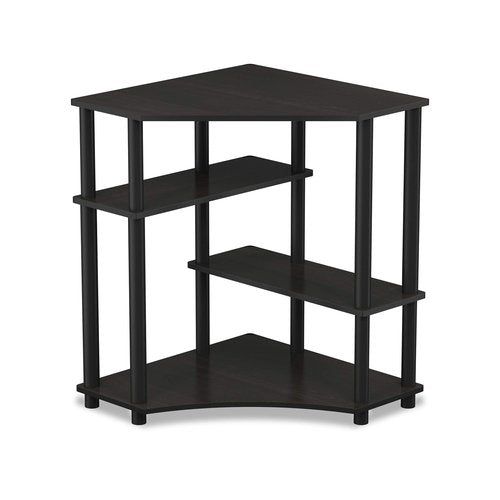 Furinno TURN-N-TUBE Desk, Gaming Desk with Shelves, Corner Computer Desk with Shelves, Office Desk, Space Saving, For Home Office, Bedroom, Espresso