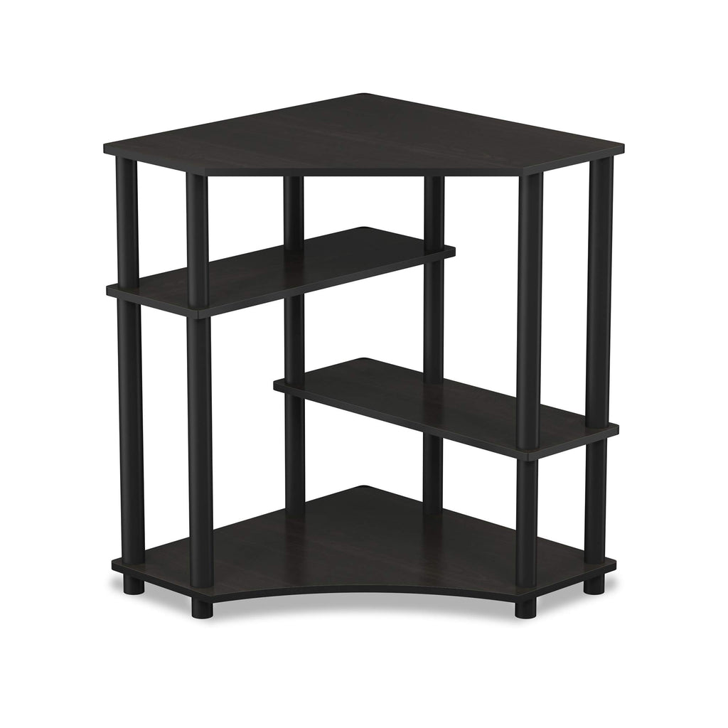 Furinno TURN-N-TUBE Desk, Gaming Desk with Shelves, Corner Computer Desk with Shelves, Office Desk, Space Saving, For Home Office, Bedroom, Espresso
