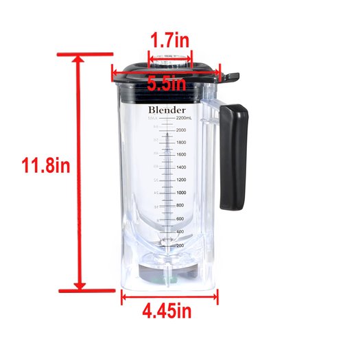 CRANDDI Spare Cup for K90, 80oz Blender Container, 2200ml Pitcher Jar with Long Blade Assembly, Quiet Blender Replacement Spare Part, Clear (80oz/K90 Cup)