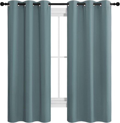 NICETOWN Blackout Curtains - Noise Reducing Thermal Insulated Drape Panels | Greyish Blue, 2 Panels, W42 x L68-Inch