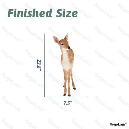 RoyoLam Cute Deer Wall Decal Nursery Animal Fawn Wall Sticker Removable Peel and Stick Waterproof Wall Art Decor Stickers for Kids Baby Classroom Living Room Playing Room Bedroom