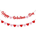 Happy Galentines Day Banner with Red Glitter and Pink Heart Garland Romantic Valentine's Decorations for Indoor and Outdoor Use Create Festive Atmosphere Love Theme