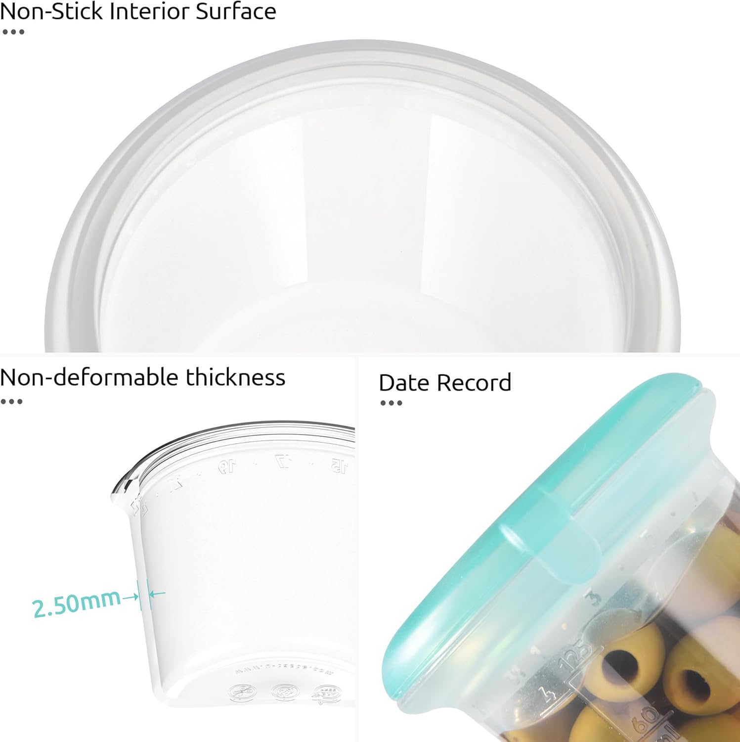 U-Taste Silicone Food Container Set - 4oz x 2, Airtight & Stackable for Snacks | Freezer & Microwave Safe, Aqua Sky