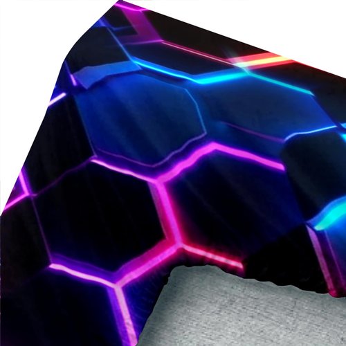 UEVBF Hexagon Geometric Honeycomb Bedding Fitted Sheet Sets,Blue Neon Gamer Fitted Sheet Sets for Kids Room Decor,Twin Size Bedding Sets for Boys,1 Fitted Sheet+2 Pillowcases.