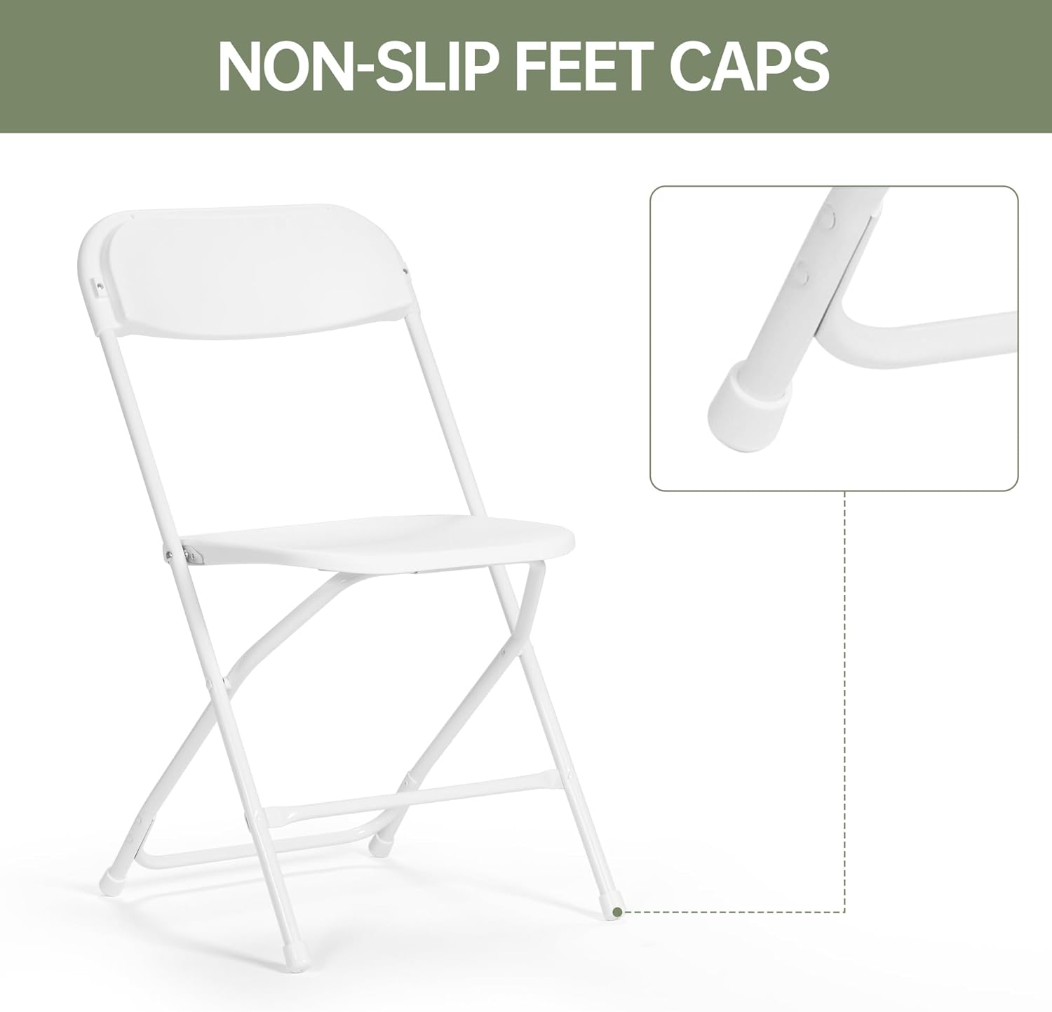 Skiennix Heavy-Duty Plastic Folding Chairs - 10 Pack, 350 LB Capacity, Portable for Indoor/Outdoor Events | White