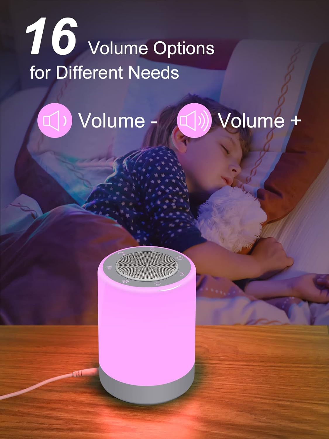 Sound Machine - White Noise Machine for Babies | 32 High Fidelity Sounds & Night Light Feature