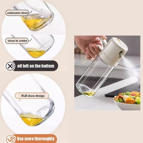 Glass 2-in-1 Olive Oil Sprayer & Dispenser - 18oz Food-Grade Bottle for Cooking, Salad & BBQ
