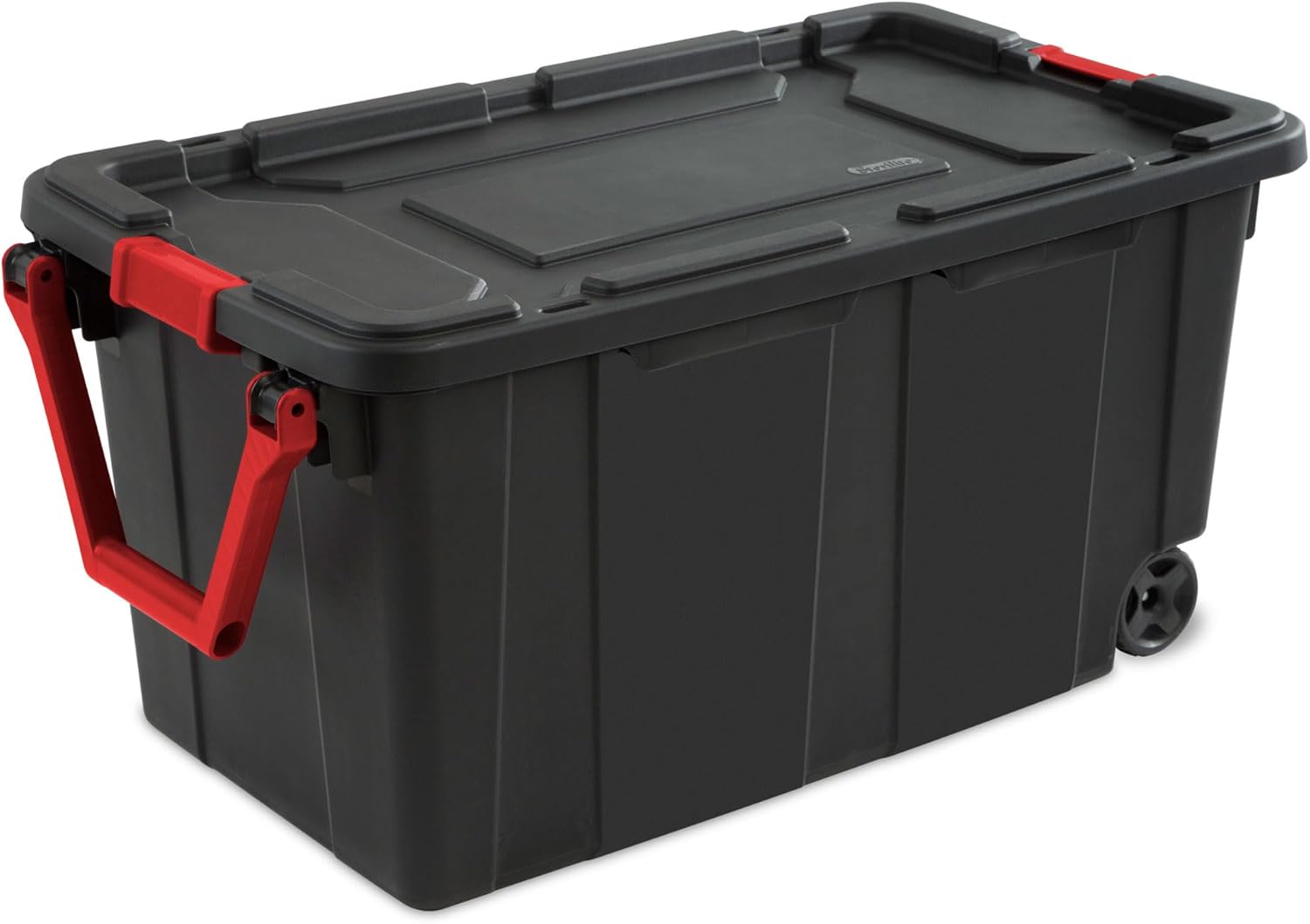 Sterilite Wheeled Tote - Durable 40 Gallon Storage Container - Black Color for Easy Organization