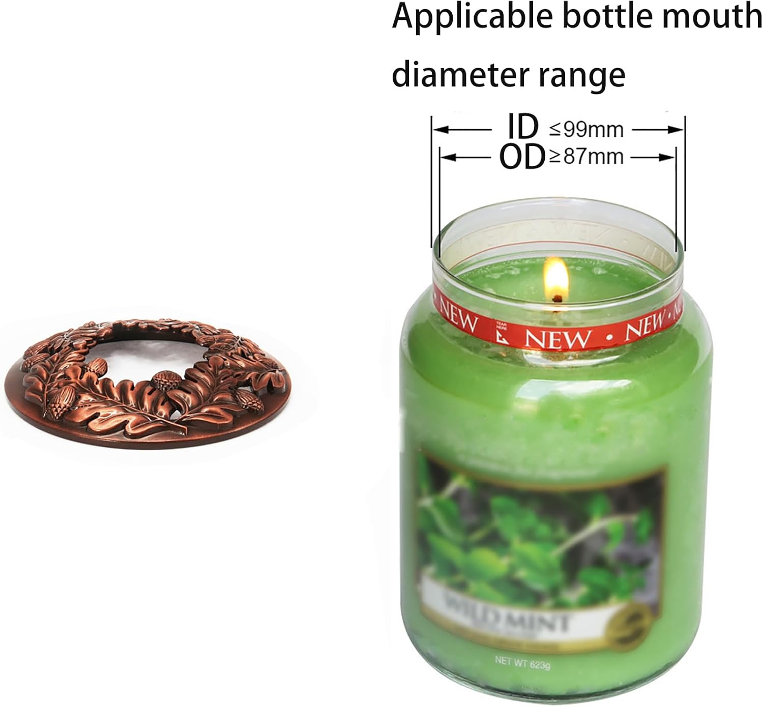 Skiennix Lid Jar Candle Topper - Metal Cover for Even Burning | Perfect Gift for Candle Lovers (1pc)