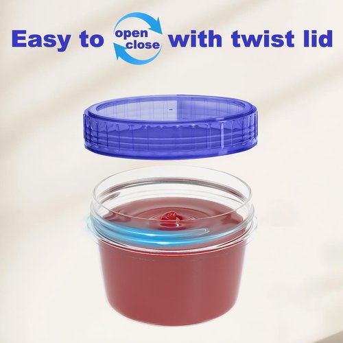 SGKSUN Salad Dressing Container Reusable 12 Pcs - 2 Oz Sauce Container to Go With Leak-Proof Twist Top Lids, Plastic Seasoning Containers, Meal Preparation Containers, Picnic essentials