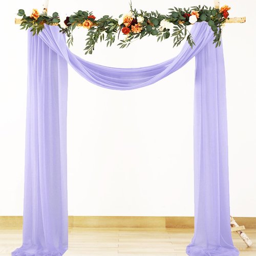 Lavender Chiffon Draping Fabric by Skiennix - 20 FT Sheer Wedding Arch Backdrop Curtain for Ceremonies