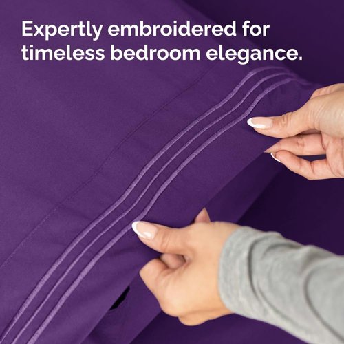 King Standard Pillow Cases - Soft Hotel Quality Pillowcase Covers | 4-Piece Set in Purple - Machine Washable