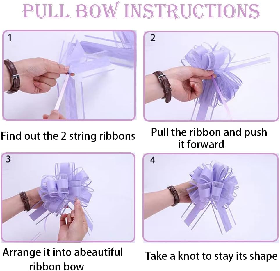 Skiennix 6 PCS Large Pull Bows - Elegant Black Gift Wrapping Bows for Weddings & Parties | 6 Inches