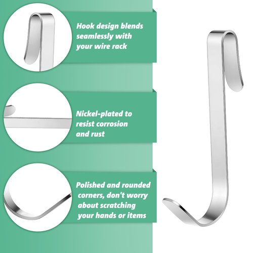 Yaocom 6 Pcs J Hook for Wire Shelving 3.6 Inch Large Heavy Duty Metal Shelf Hooks for Wire Shelves Racks Closet Shelving Accessories
