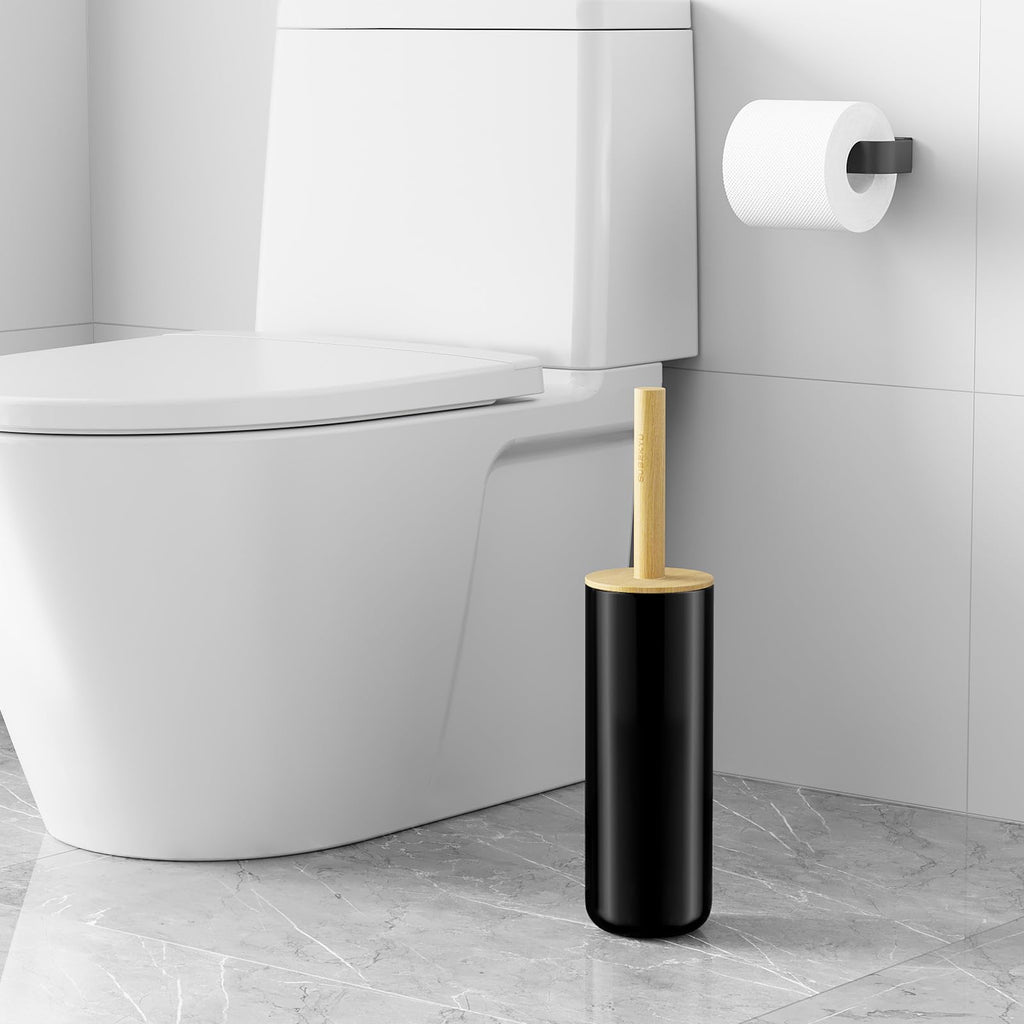 SUBEKYU Toilet Brush, Toilet Bowl Brush and Holder Set, Bathroom Toilet Bowl Cleaner for Deep Cleaning, Black
