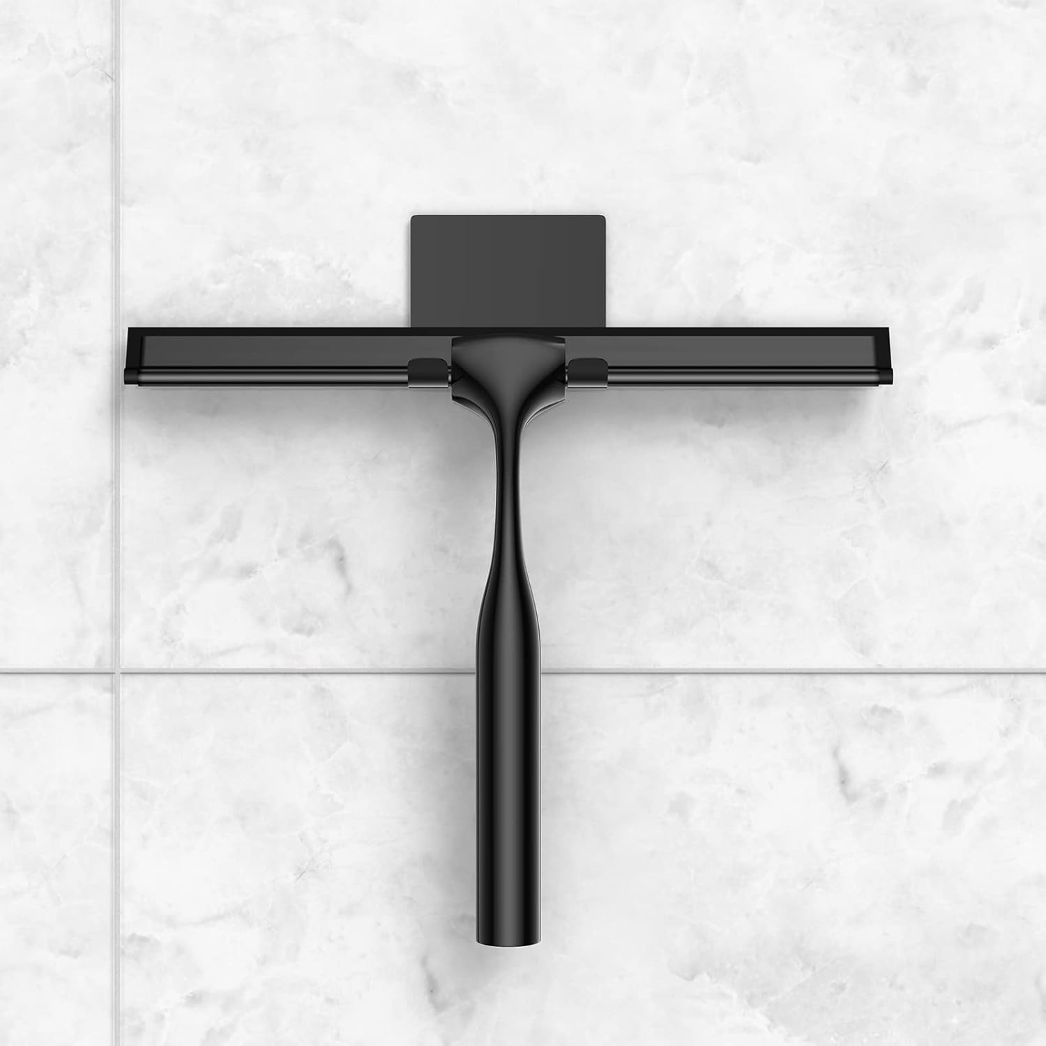 Skiennix Stainless Steel Shower Squeegee Set - 14-Inch with Hooks & Spare Blade for Glass & Mirrors