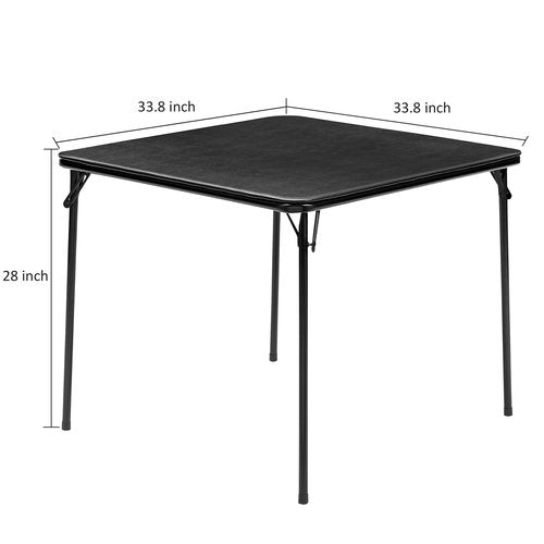 VECELO 34'' Folding Card Table with Black PU Padded Tabletop, Portable Multifunctional for Indoor/Outdoor, Home, Parties, Picnics, Games