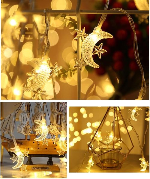 Fielegen 40 LED Moon String Lights - Battery Operated 20ft Fairy Lights for Patio & Garden Decor