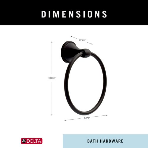 Delta Faucet Becker (1-Pack) Hand Towel Holder, Matte Black, Ring for Bathroom or Kitchen Sink, Wall Mounted BCK46-MB